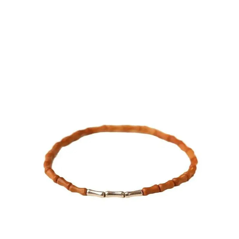 S925 Silver Bamboo - knot & Olive Pit Bracelet, Lucky Jewelry for Exams - STAR8S