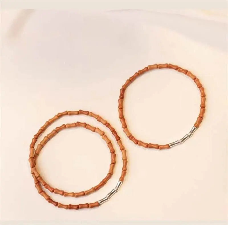 S925 Silver Bamboo - knot & Olive Pit Bracelet, Lucky Jewelry for Exams - STAR8S