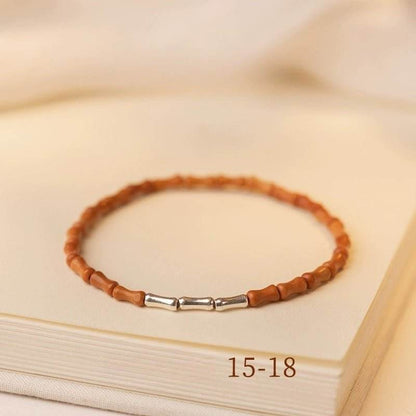 S925 Silver Bamboo - knot & Olive Pit Bracelet, Lucky Jewelry for Exams - STAR8S