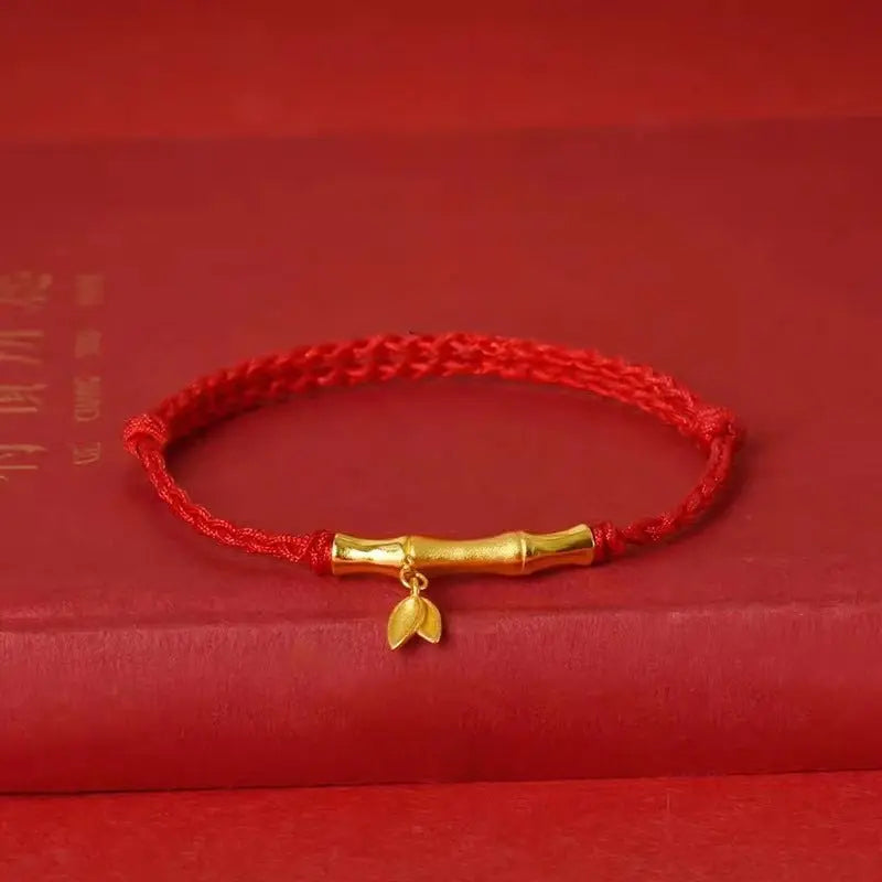 s925 silver & gold - plated bamboo red string bracelet – achieve success - star8s