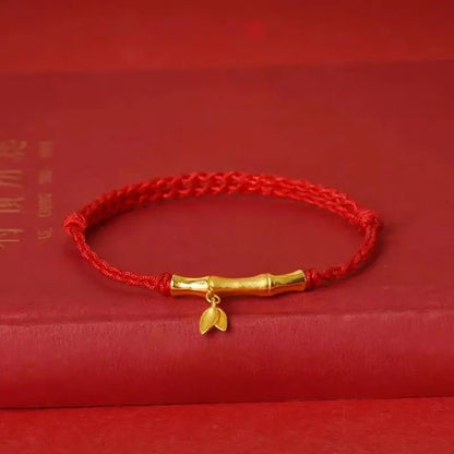 S925 Silver & Gold - Plated Bamboo Red String Bracelet – Achieve Success - STAR8S