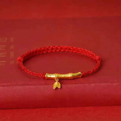 S925 Silver & Gold - Plated Bamboo Red String Bracelet – Achieve Success - STAR8S