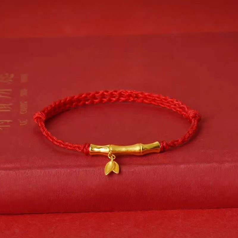 s925 silver & gold - plated bamboo red string bracelet – achieve success - star8s
