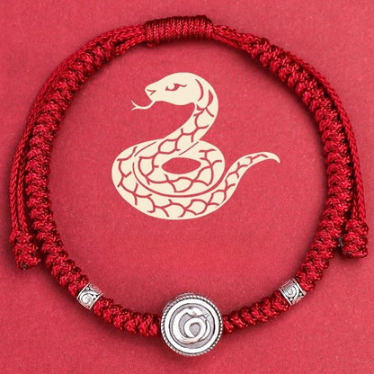 S925 Sterling Silver 12 Zodiac Red String Bracelet – Snake Year 2025 Edition 🐍 - STAR8S