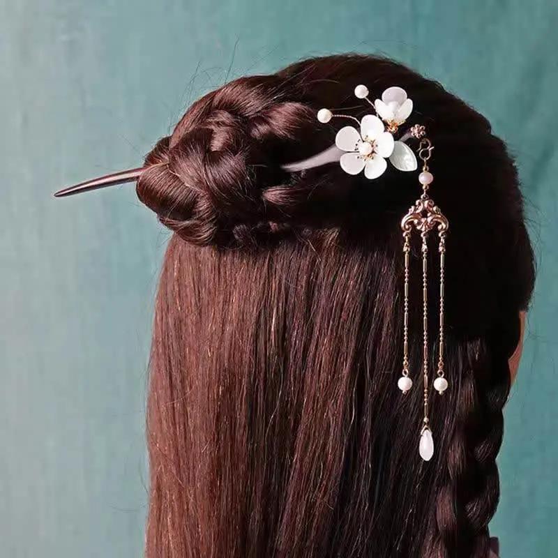 STAR8S Black Sandalwood Long - tassel Buyao Hairpin: Exquisite Ancient - style Hanfu Fairy - style Updo Headdress STAR8S