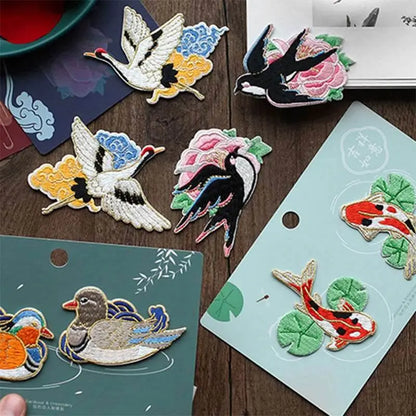 STAR8S Chinese - style Embroidered Patches - Crane/Swallow/Koi Fish/Mandarin Duck Multi - purpose Decorative Patches - STAR8S