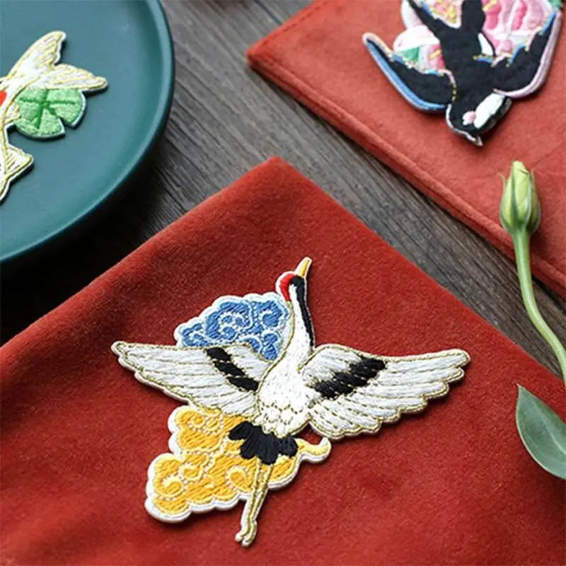 star8s chinese - style embroidered patches - crane/swallow/koi fish/mandarin duck multi - purpose decorative patches - star8s