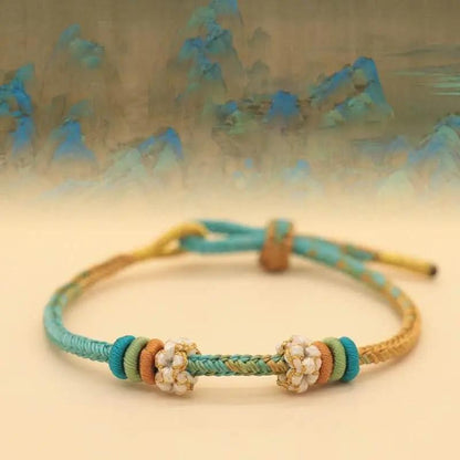 STAR8S  Handmade Eight - thread Peace Knot Peach - Blossom Knot Bracelet: Chinese - style Lucky and Fashionable Accessory STAR8S