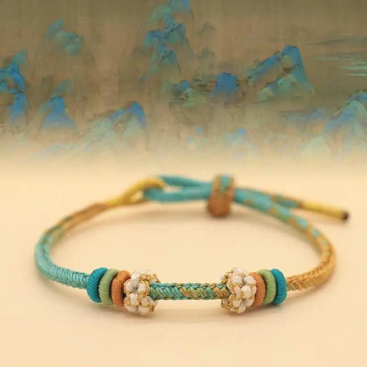 STAR8S  Handmade Eight - thread Peace Knot Peach - Blossom Knot Bracelet: Chinese - style Lucky and Fashionable Accessory STAR8S