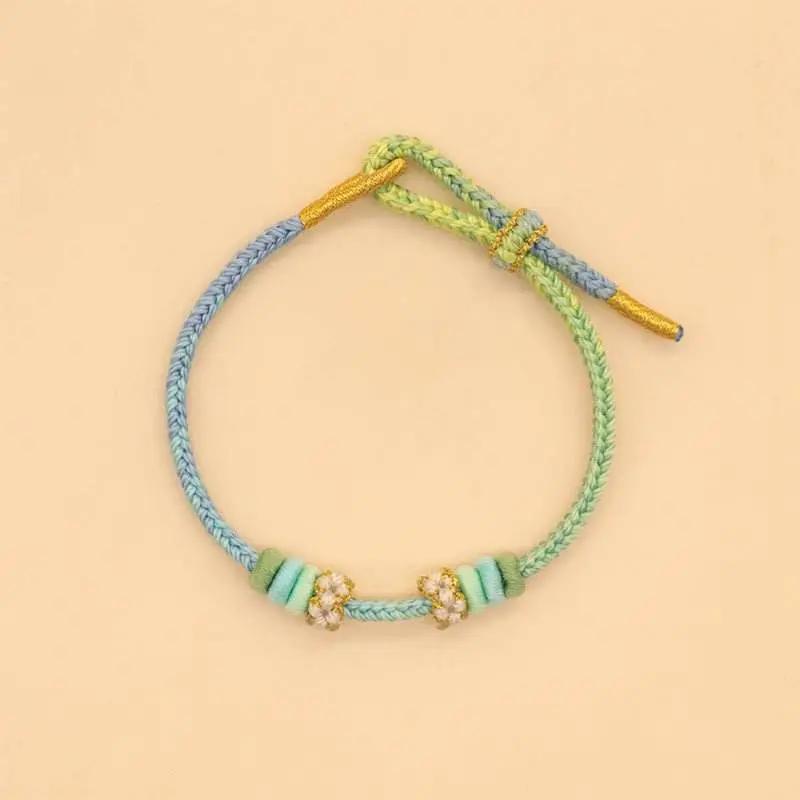 STAR8S  Handmade Eight - thread Peace Knot Peach - Blossom Knot Bracelet: Chinese - style Lucky and Fashionable Accessory STAR8S