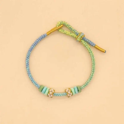 STAR8S  Handmade Eight - thread Peace Knot Peach - Blossom Knot Bracelet: Chinese - style Lucky and Fashionable Accessory STAR8S