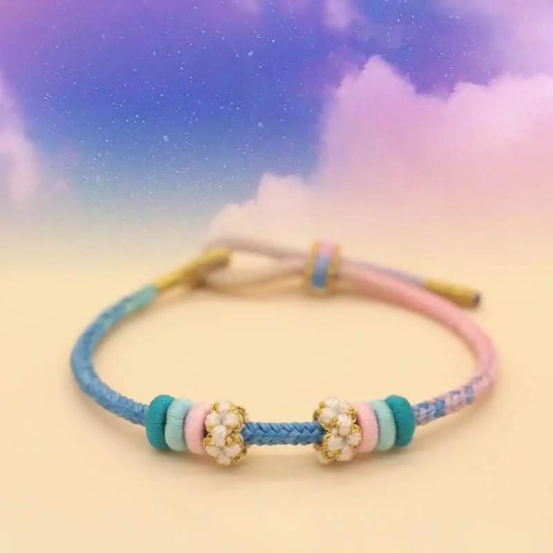 star8s  handmade eight - thread peace knot peach - blossom knot bracelet: chinese - style lucky and fashionable accessory star8s