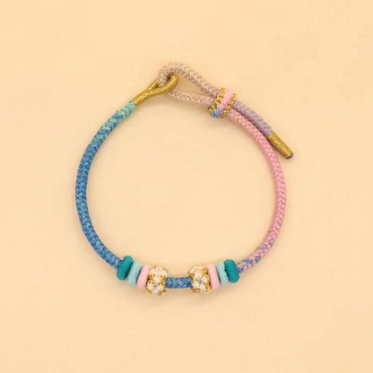 STAR8S  Handmade Eight - thread Peace Knot Peach - Blossom Knot Bracelet: Chinese - style Lucky and Fashionable Accessory STAR8S