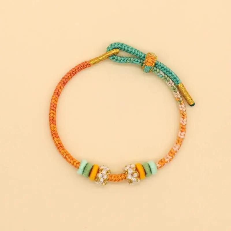 star8s  handmade eight - thread peace knot peach - blossom knot bracelet: chinese - style lucky and fashionable accessory star8s
