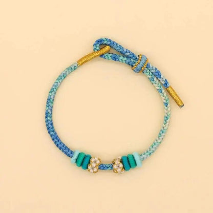 STAR8S  Handmade Eight - thread Peace Knot Peach - Blossom Knot Bracelet: Chinese - style Lucky and Fashionable Accessory STAR8S