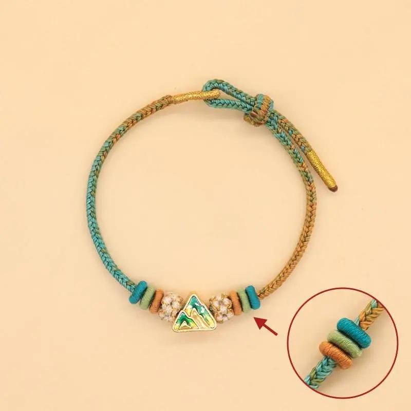 star8s  handmade eight - thread peace knot peach - blossom knot bracelet: chinese - style lucky and fashionable accessory star8s
