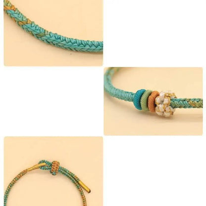 STAR8S  Handmade Eight - thread Peace Knot Peach - Blossom Knot Bracelet: Chinese - style Lucky and Fashionable Accessory STAR8S