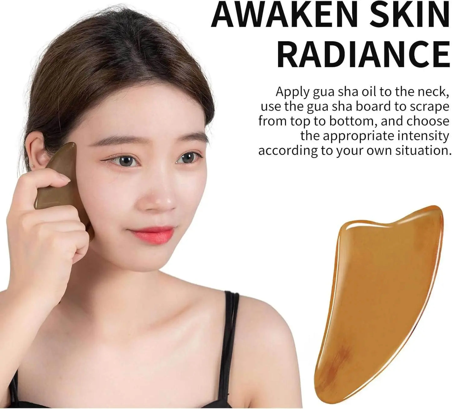 star8s natural horn gua sha scraping plate, spa massage tool, traditional chinese body massager, acupuncture scraper made of ox horn - star8s