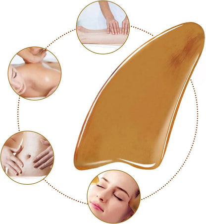 STAR8S Natural Horn Gua Sha Scraping Plate, SPA Massage Tool, Traditional Chinese Body Massager, Acupuncture Scraper made of Ox Horn - STAR8S