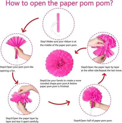 STAR8S Party Decorations Paper Fan Hanging Set - Birthday,Bridal/Baby Shower,Bachelorette,Wedding Decor (Pink) - STAR8S