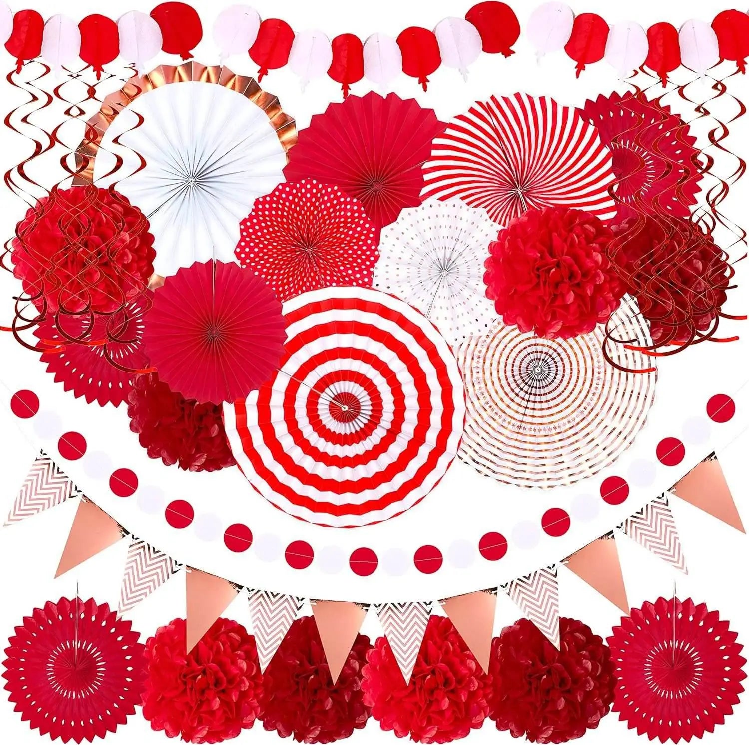 STAR8S Party Decorations Paper Fan Hanging Set - Birthday,Bridal/Baby Shower,Bachelorette,Wedding Decor (Pink) - STAR8S