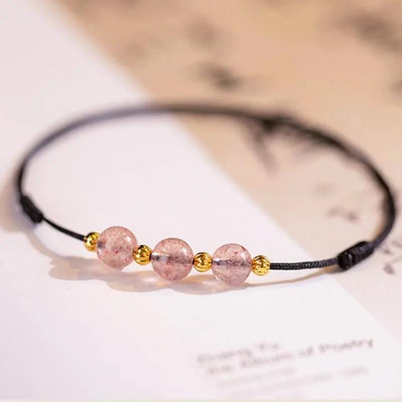 star8s strawberry crystal beads luck red string anklet: chinese - style romantic lucky accessory star8s