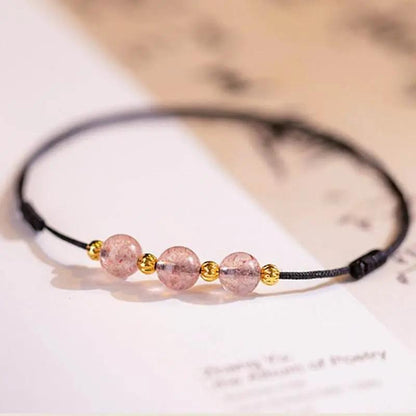 STAR8S Strawberry Crystal Beads Luck Red String Anklet: Chinese - style Romantic Lucky Accessory STAR8S