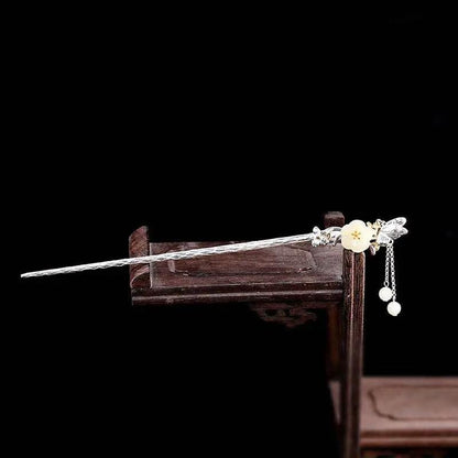 STAR8S White Jade Flower Blessing Hairpin: Chinese Ancient - style Exquisite Hair Accessory STAR8S