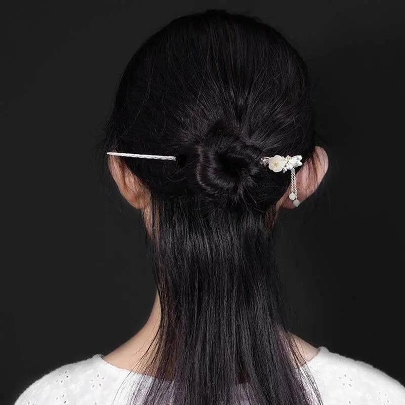 star8s white jade flower blessing hairpin: chinese ancient - style exquisite hair accessory star8s