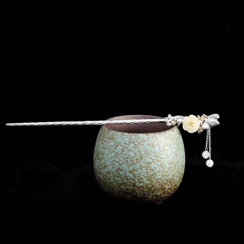 star8s white jade flower blessing hairpin: chinese ancient - style exquisite hair accessory star8s