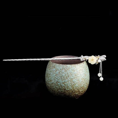 STAR8S White Jade Flower Blessing Hairpin: Chinese Ancient - style Exquisite Hair Accessory STAR8S