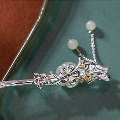 STAR8S White Jade Flower Blessing Hairpin: Chinese Ancient - style Exquisite Hair Accessory STAR8S