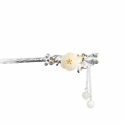STAR8S White Jade Flower Blessing Hairpin: Chinese Ancient - style Exquisite Hair Accessory STAR8S