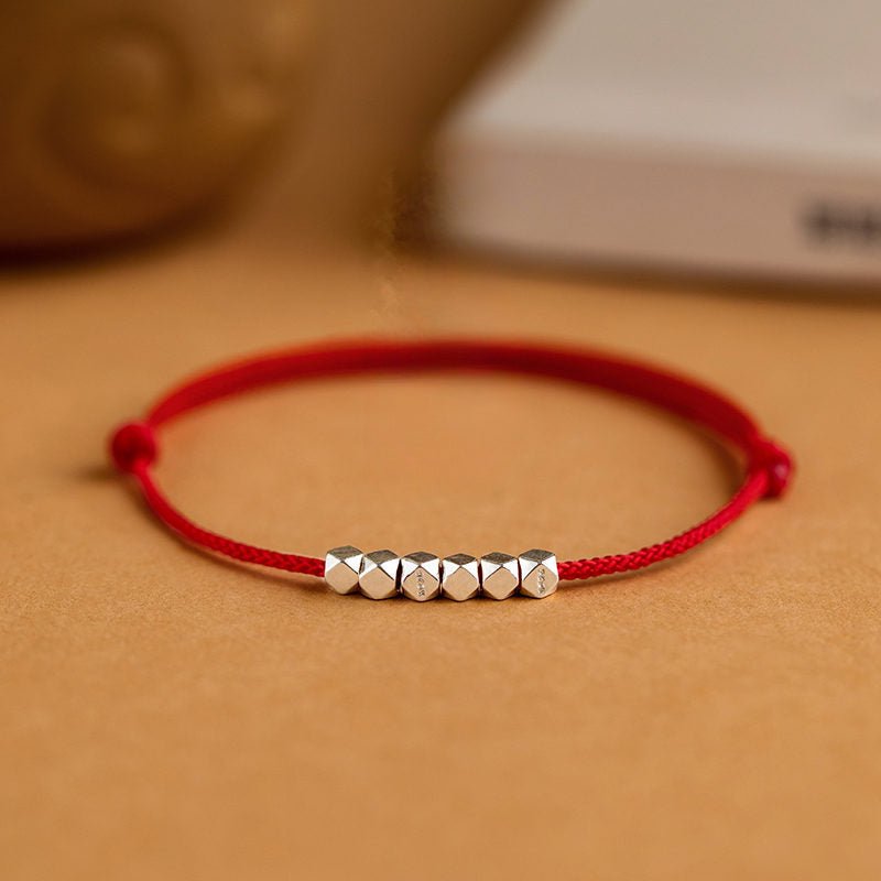 Silver Fragment Red String Bracelet - Minimalist Handcrafted Bracelet for Couples & Friends | Adjustable & Durable - STAR8S