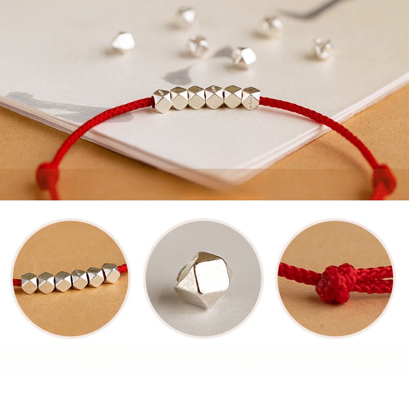 silver fragment red string bracelet - minimalist handcrafted bracelet for couples & friends | adjustable & durable - star8s