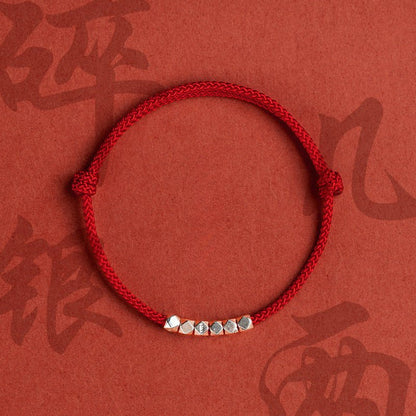 Silver Fragment Red String Bracelet - Minimalist Handcrafted Bracelet for Couples & Friends | Adjustable & Durable - STAR8S