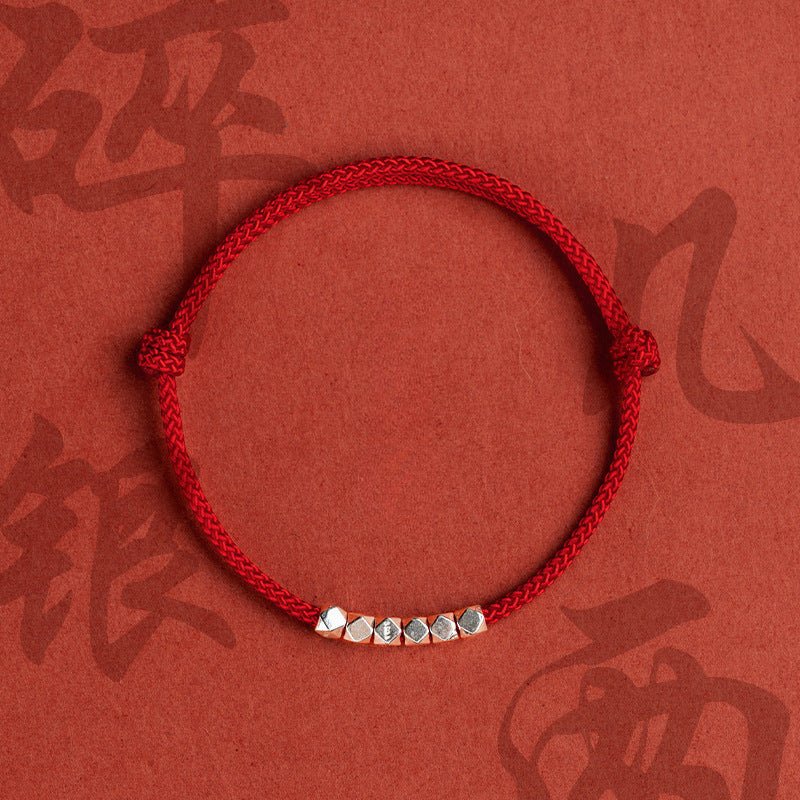 Silver Fragment Red String Bracelet - Minimalist Handcrafted Bracelet for Couples & Friends | Adjustable & Durable - STAR8S