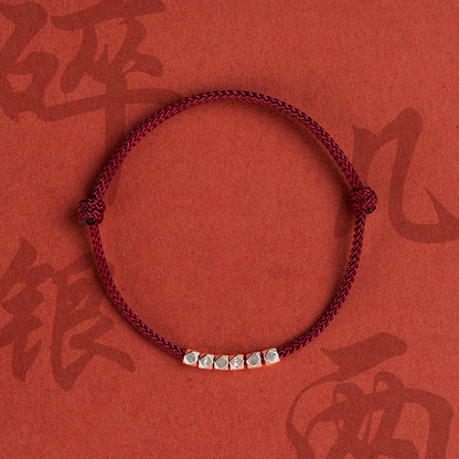 Silver Fragment Red String Bracelet - Minimalist Handcrafted Bracelet for Couples & Friends | Adjustable & Durable - STAR8S