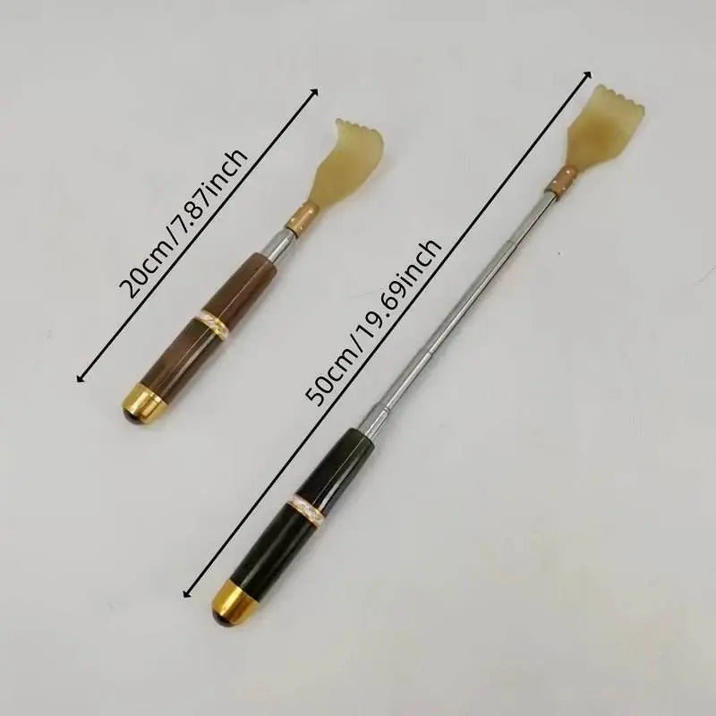 STAR8S Telescopic Back Scratcher & Massager – Natural Imitation Ox Horn, Extendable Self-Massage Tool with Elegant Wooden Handle for Full Body Itch, Portable & Retractable Design, Selfmassage Accessory | Telescopic Massager | Ergonomic Design - STAR8S