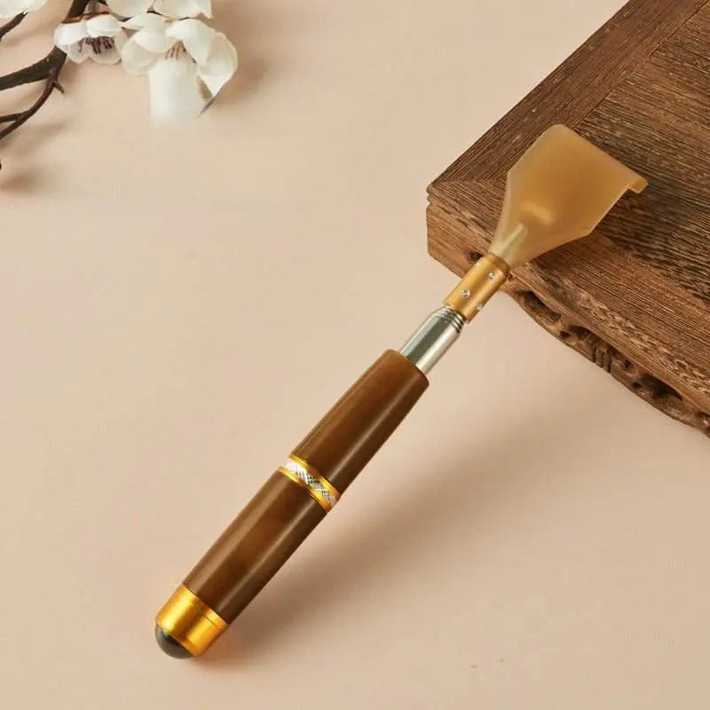star8s telescopic back scratcher & massager – natural imitation ox horn, extendable self-massage tool with elegant wooden handle for full body itch, portable & retractable design, selfmassage accessory | telescopic massager | ergonomic design - star8s