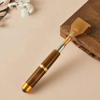 STAR8S Telescopic Back Scratcher & Massager – Natural Imitation Ox Horn, Extendable Self-Massage Tool with Elegant Wooden Handle for Full Body Itch, Portable & Retractable Design, Selfmassage Accessory | Telescopic Massager | Ergonomic Design - STAR8S