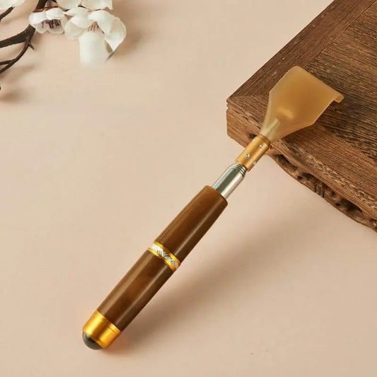 STAR8S Telescopic Back Scratcher & Massager – Natural Imitation Ox Horn, Extendable Self-Massage Tool with Elegant Wooden Handle for Full Body Itch, Portable & Retractable Design, Selfmassage Accessory | Telescopic Massager | Ergonomic Design - STAR8S