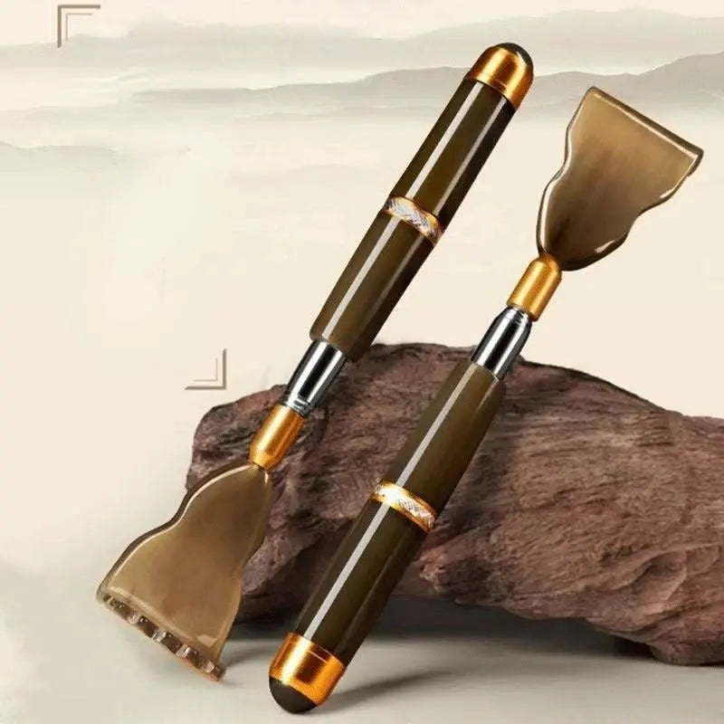 star8s telescopic back scratcher & massager – natural imitation ox horn, extendable self-massage tool with elegant wooden handle for full body itch, portable & retractable design, selfmassage accessory | telescopic massager | ergonomic design - star8s