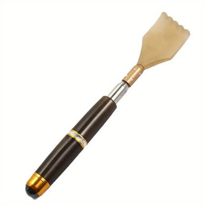 STAR8S Telescopic Back Scratcher & Massager – Natural Imitation Ox Horn, Extendable Self-Massage Tool with Elegant Wooden Handle for Full Body Itch, Portable & Retractable Design, Selfmassage Accessory | Telescopic Massager | Ergonomic Design - STAR8S