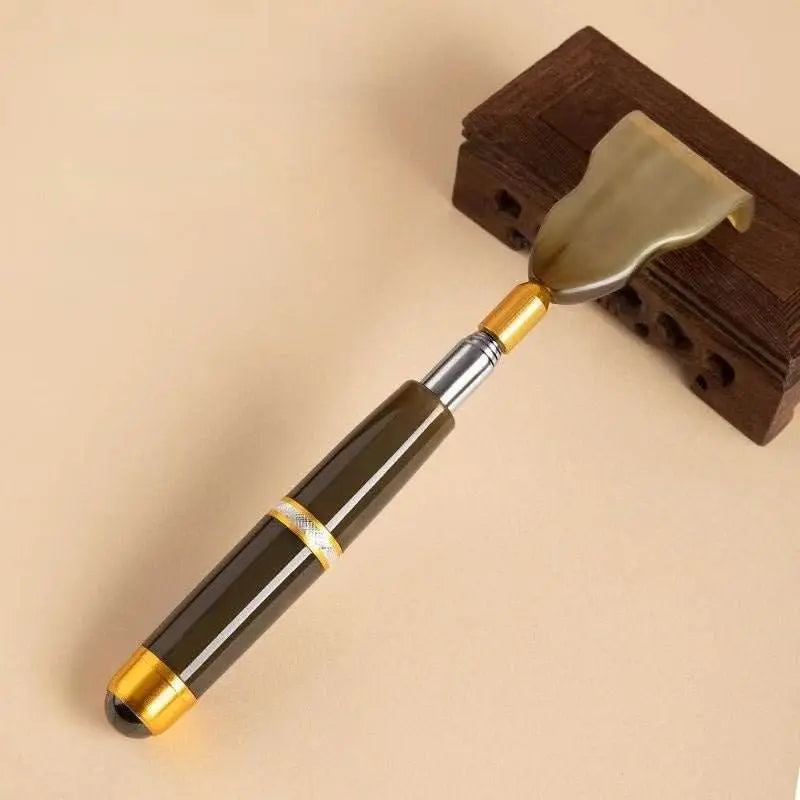 star8s telescopic back scratcher & massager – natural imitation ox horn, extendable self-massage tool with elegant wooden handle for full body itch, portable & retractable design, selfmassage accessory | telescopic massager | ergonomic design - star8s