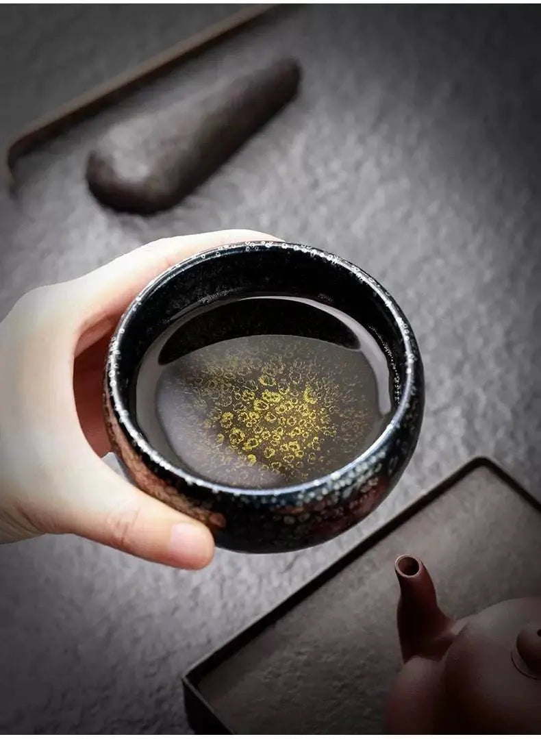 tenmoku tea cup – premium sky eye design, stylish & elegant gift - star8s