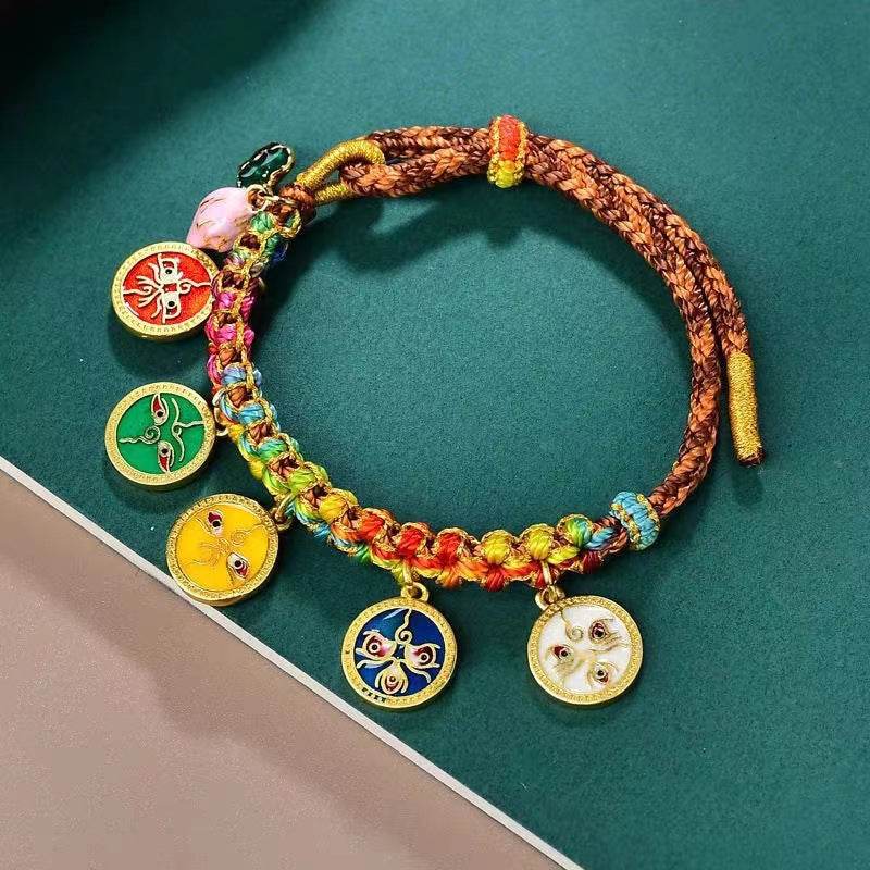 Tibetan - style Five - God of Wealth Rope, Hand - Woven Ethnic Jewelry for Luck - STAR8S