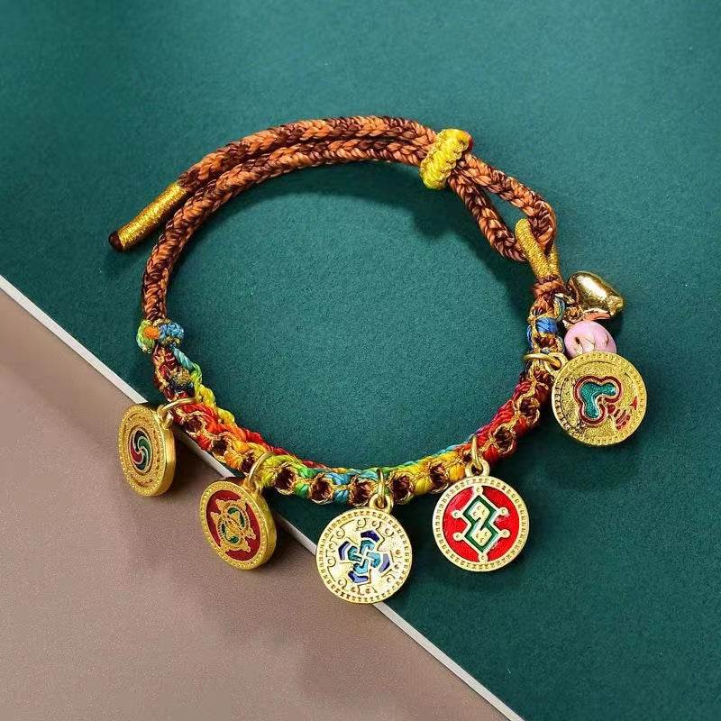 Tibetan - style Five - God of Wealth Rope, Hand - Woven Ethnic Jewelry for Luck - STAR8S