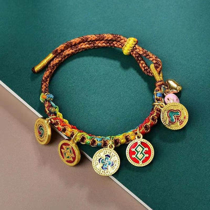 Tibetan - style Five - God of Wealth Rope, Hand - Woven Ethnic Jewelry for Luck - STAR8S