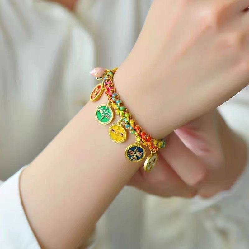 tibetan - style five - god of wealth rope, hand - woven ethnic jewelry for luck - star8s